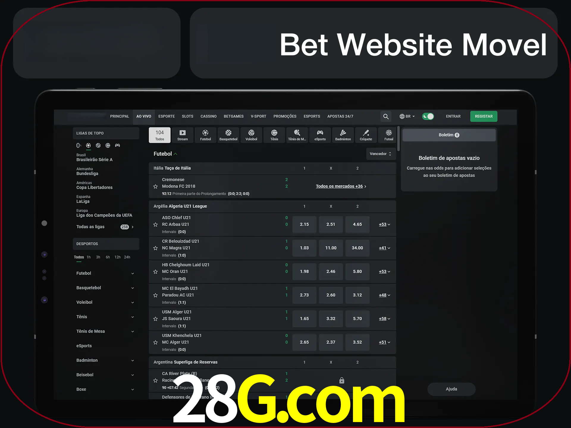 Use nosso website em qualquer dispositivo.